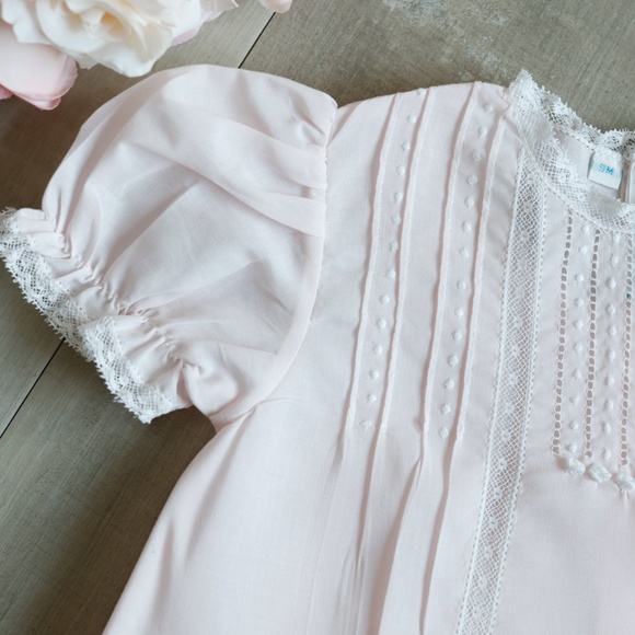 Pink Heirloom Dress with Slip Vintage Style Feltman Brothers Lace Inlay NWT - Picture 3 of 6